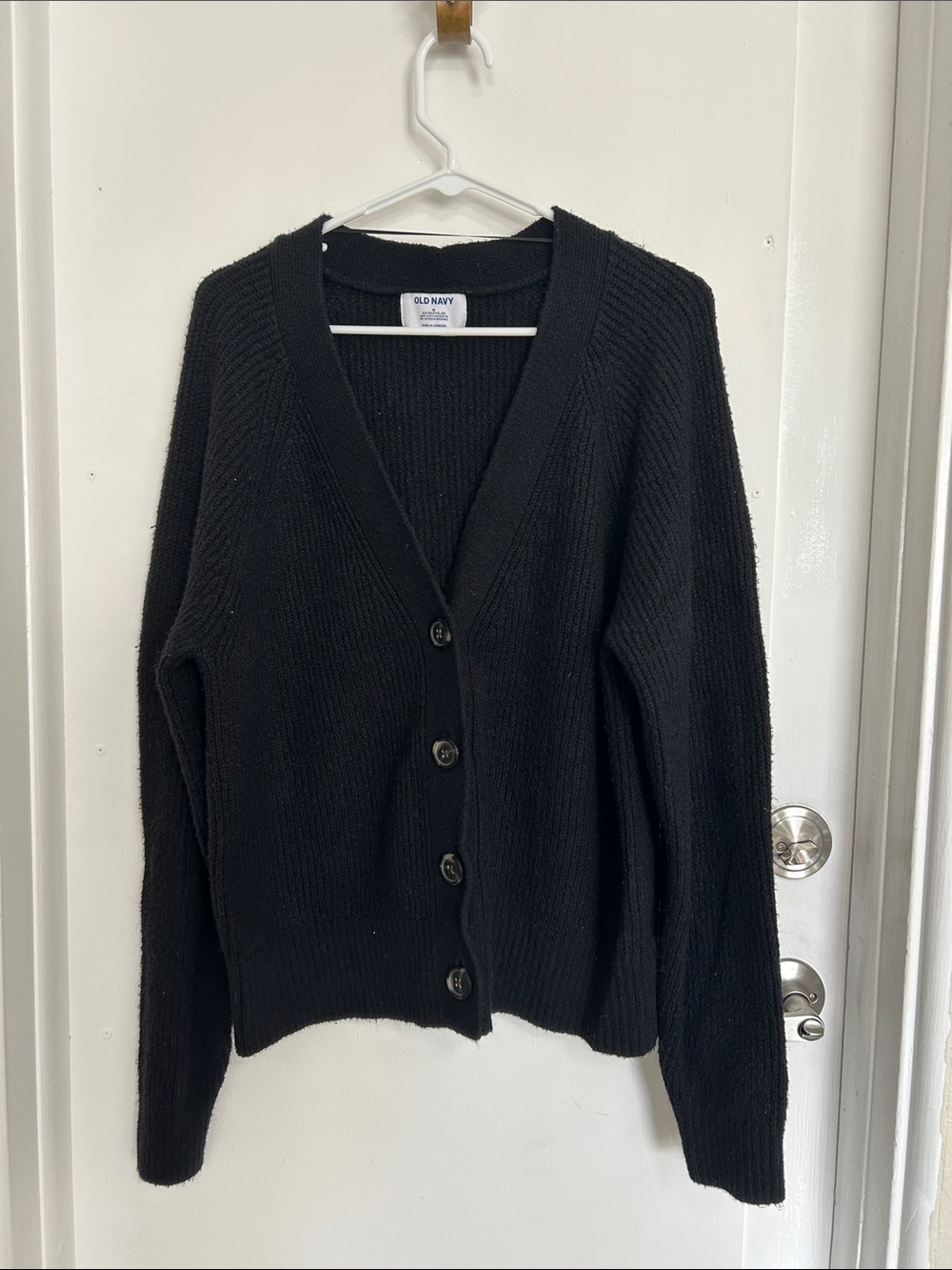 Old Navy Black V-Neck Button-Up Cardigan Sweater for Women
